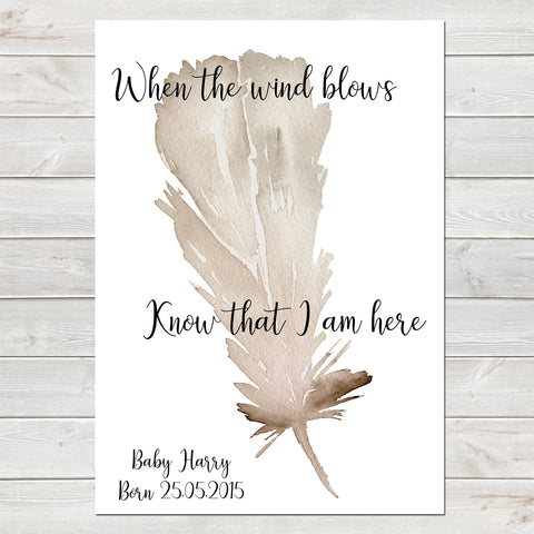 When The Wind Blows, Baby Loss Remembrance Personalised Print