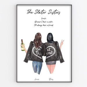 Best Friend, Sister, Cousin, Colleague Personalised Print, Leather Jacket Style
