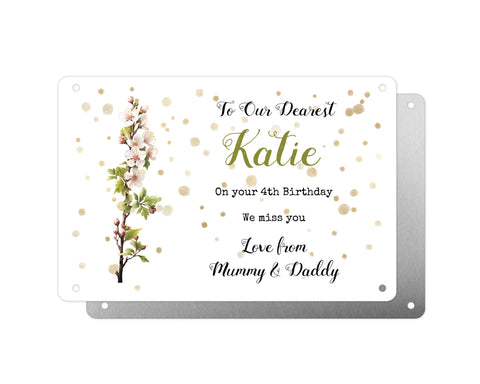 Personalised Graveside Plaque, Aluminium Bereavement Sheet, Metal Sign, Hawthorn Remembrance Gift