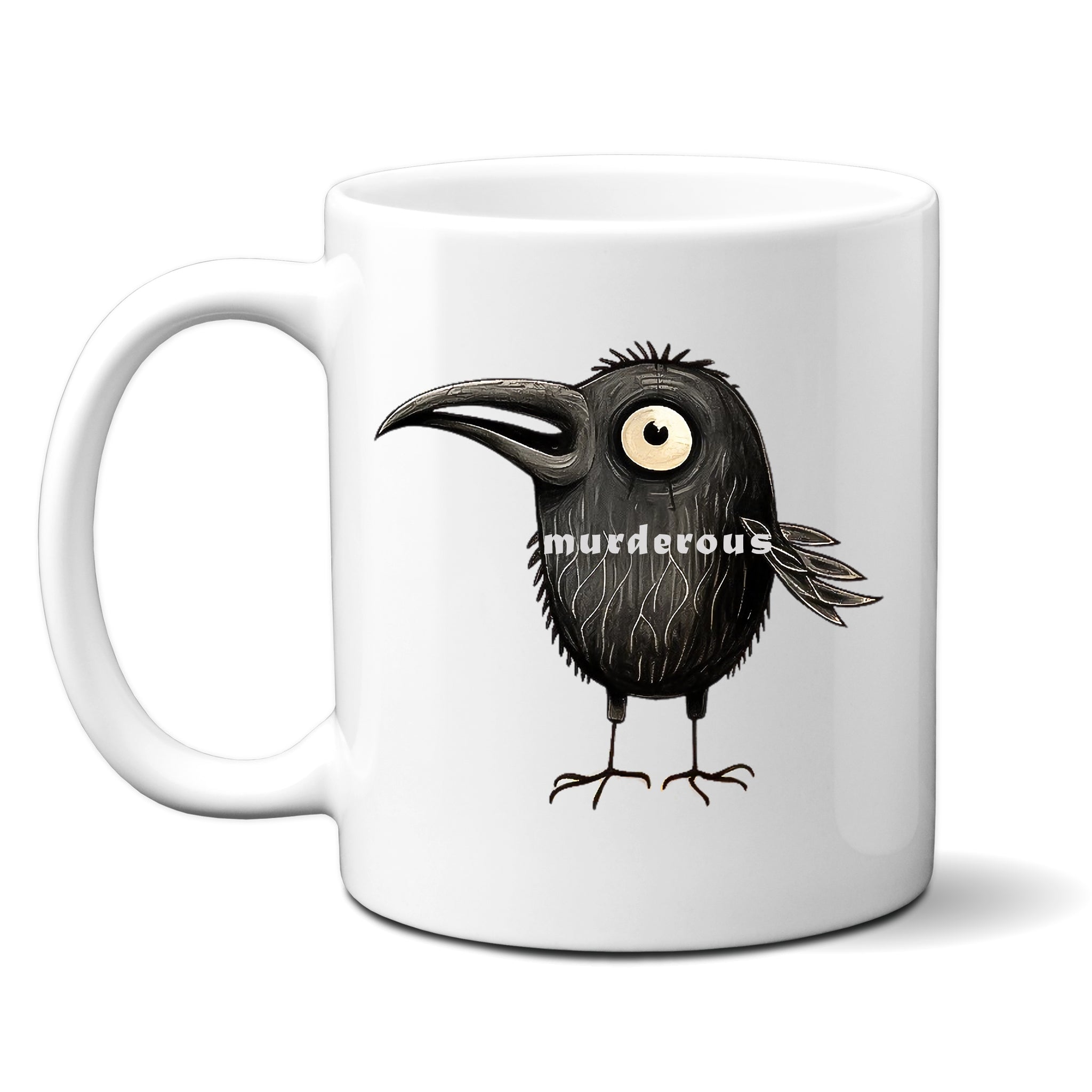 Murderous, Funny Birthday Gift with Crow Design, Personalised Mug
