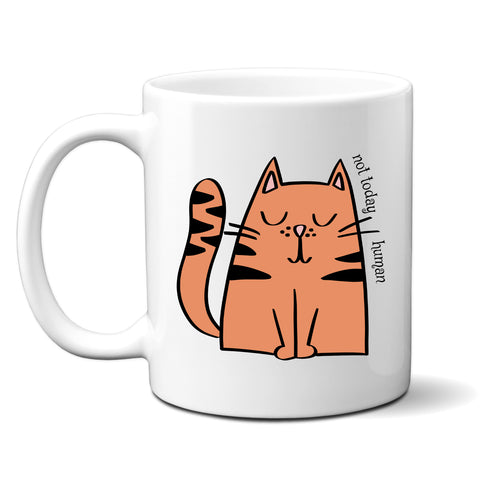 Not Today Human, Funny Birthday Gift with Cat Design, Personalised Mug
