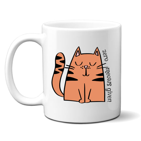 Zero Meows Given, Funny Birthday Gift with Cat Design, Personalised Mug