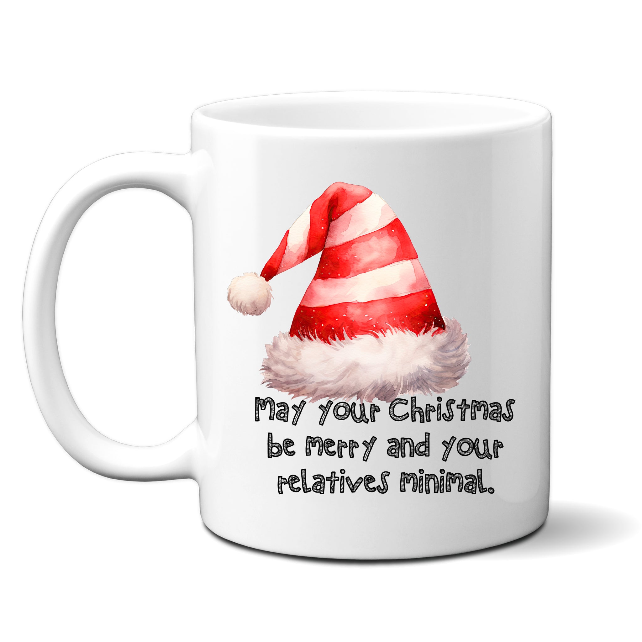 May Your Christmas Be Merry & Your Relatives Minimal, Funny Christmas Gift, Personalised Mug