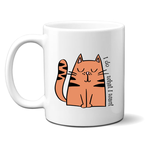I Do What I Want, Funny Birthday Gift with Cat Design, Personalised Mug
