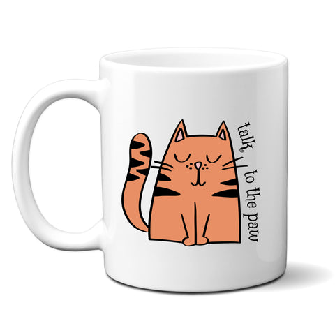 Talk To The Paw, Funny Birthday Gift with Cat Design, Personalised Mug