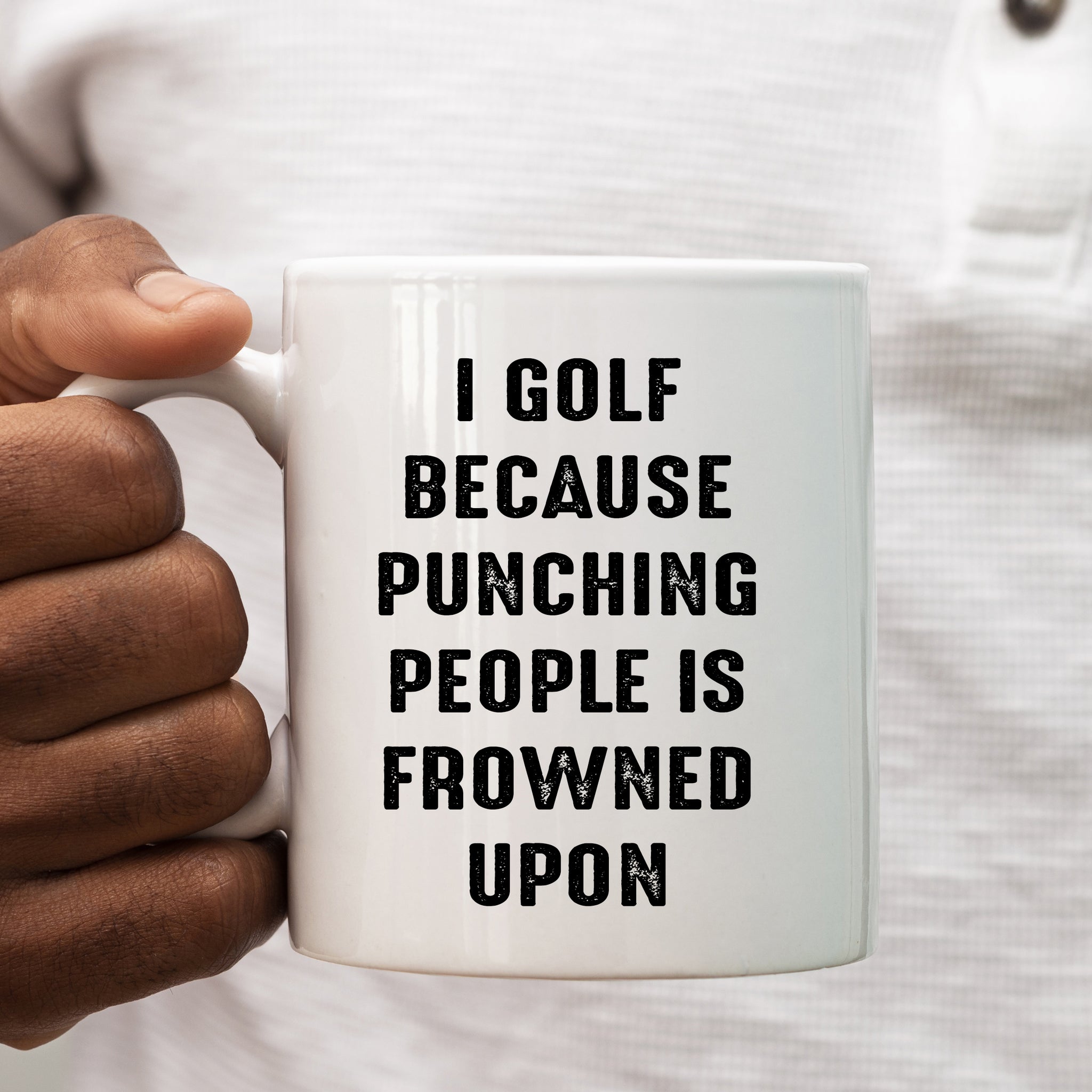 I Golf Because Punching People is Frowned Upon, Funny Golfer Gift, Personalised Mug