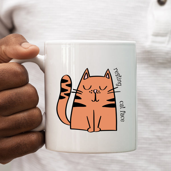 Resting Cat Face, Funny Birthday Gift with Cat Design, Personalised Mug