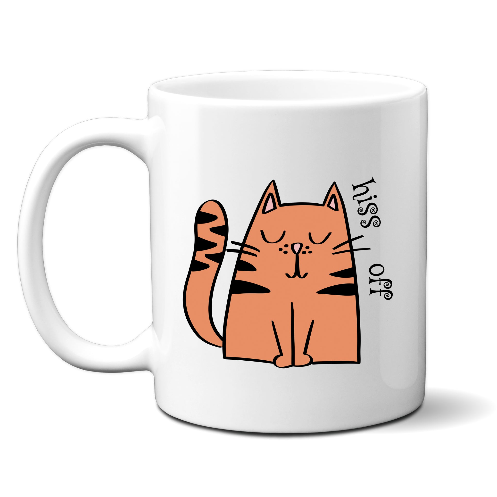 Hiss Off, Funny Offensive Birthday Gift with Cat Design, Personalised Mug