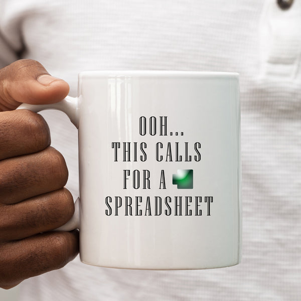 Ooh This Calls For A Spreadsheet, Funny Office Colleague Gift, Personalised Mug