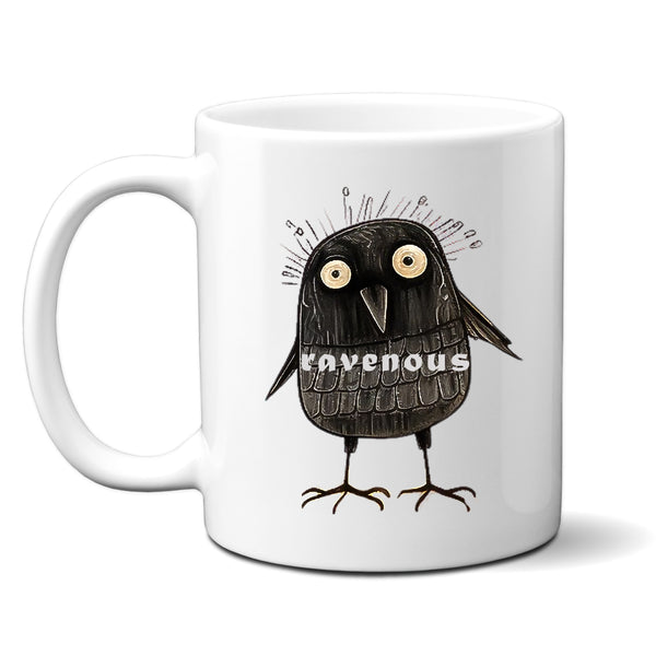 Ravenous, Funny Birthday Gift with Raven Design, Personalised Mug