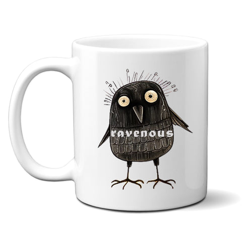 Ravenous, Funny Birthday Gift with Raven Design, Personalised Mug