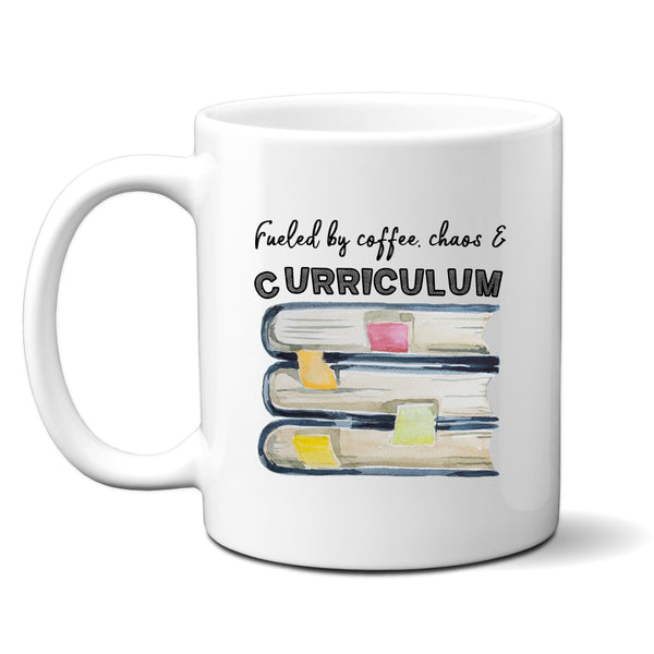 Fueled By Coffee Chaos & Curriculum, Funny Teacher Gift, Personalised Mug
