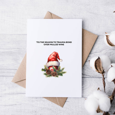 Modern Christmas Card Pack – Funny, Relatable & A Little Bit Dark (Set of 5)