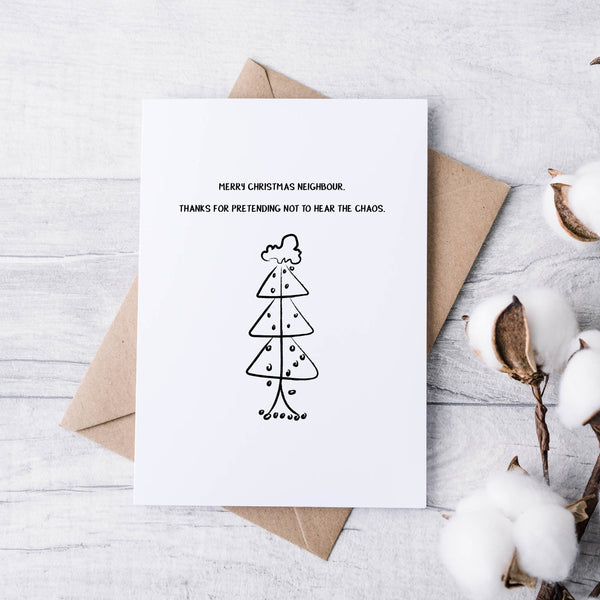 Funny Neighbour Christmas Cards – Witty, Relatable & Minimalist Festive Card Set (Pack of 5)