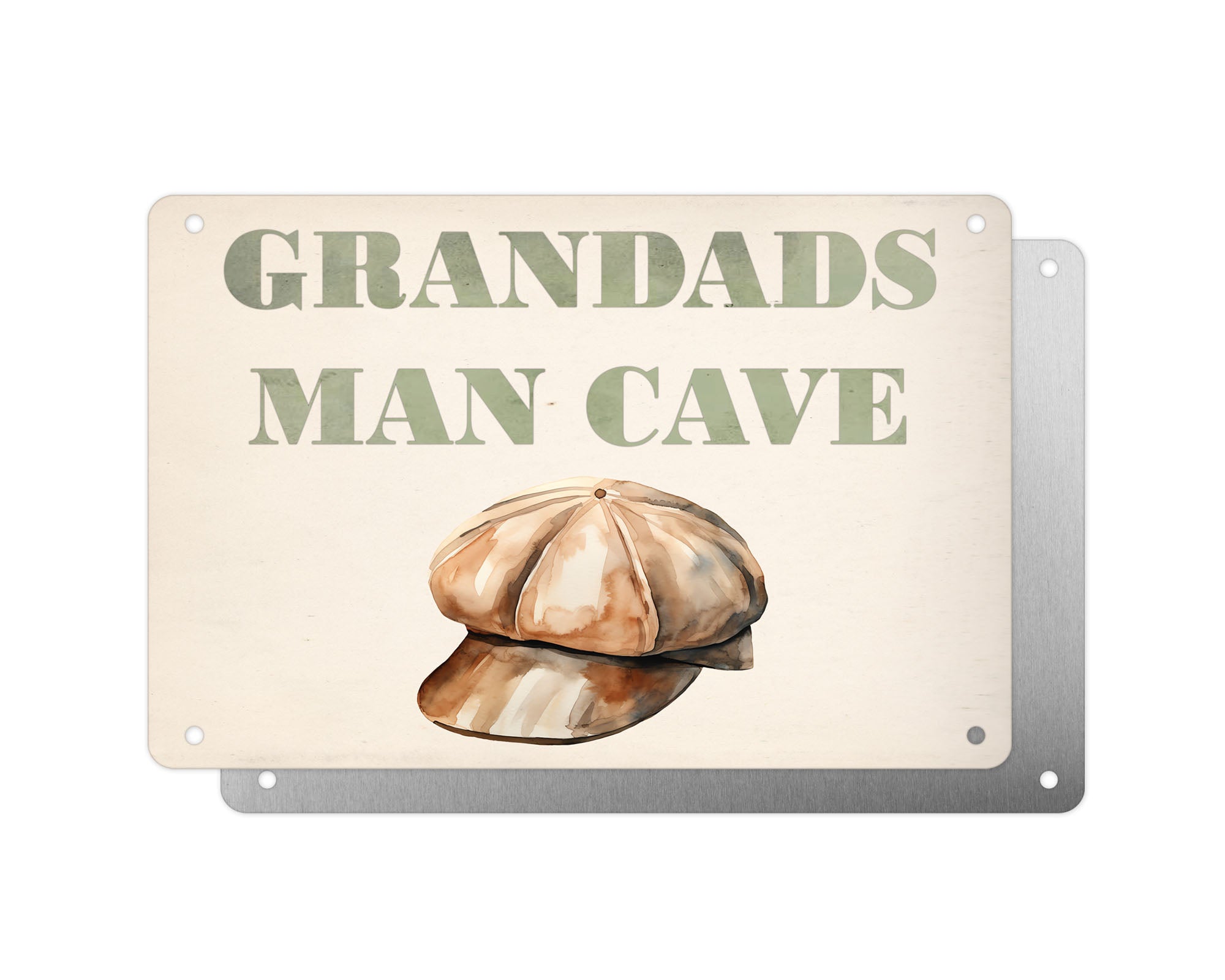 Father's Day Personalised Plaque, Man Cave, Flat Cap, Aluminium Sheet, Metal Sign, Gift For Him, Dad, Grandad