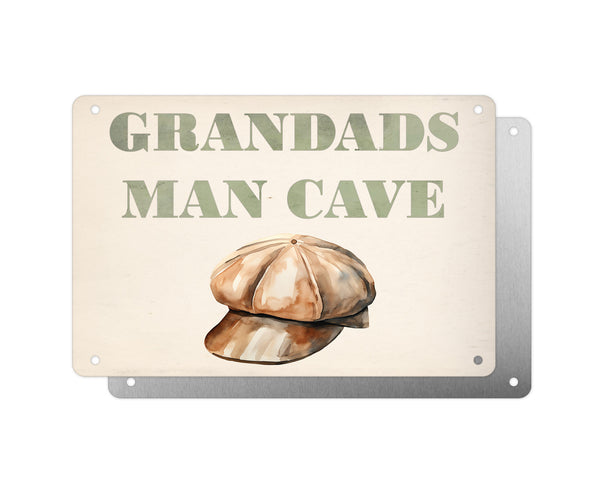 Father's Day Personalised Plaque, Man Cave, Flat Cap, Aluminium Sheet, Metal Sign, Gift For Him, Dad, Grandad