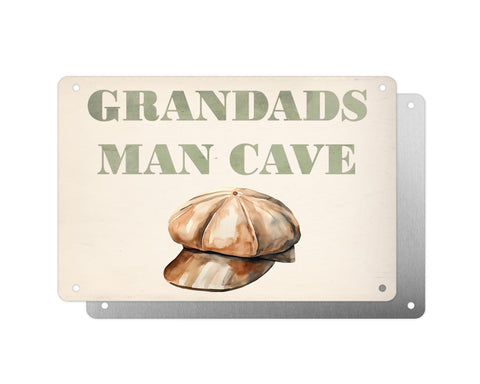Father's Day Personalised Plaque, Man Cave, Flat Cap, Aluminium Sheet, Metal Sign, Gift For Him, Dad, Grandad