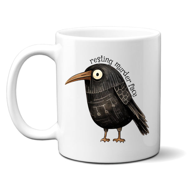 Resting Murder Face, Funny Birthday Gift with Crow Design, Personalised Mug