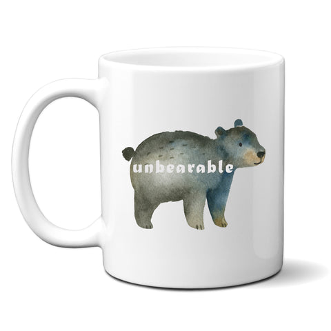 Unbearable, Funny Birthday Gift with Cute Bear Design, Personalised Mug