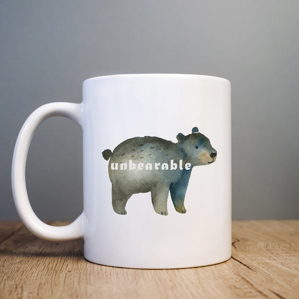 Unbearable, Funny Birthday Gift with Cute Bear Design, Personalised Mug