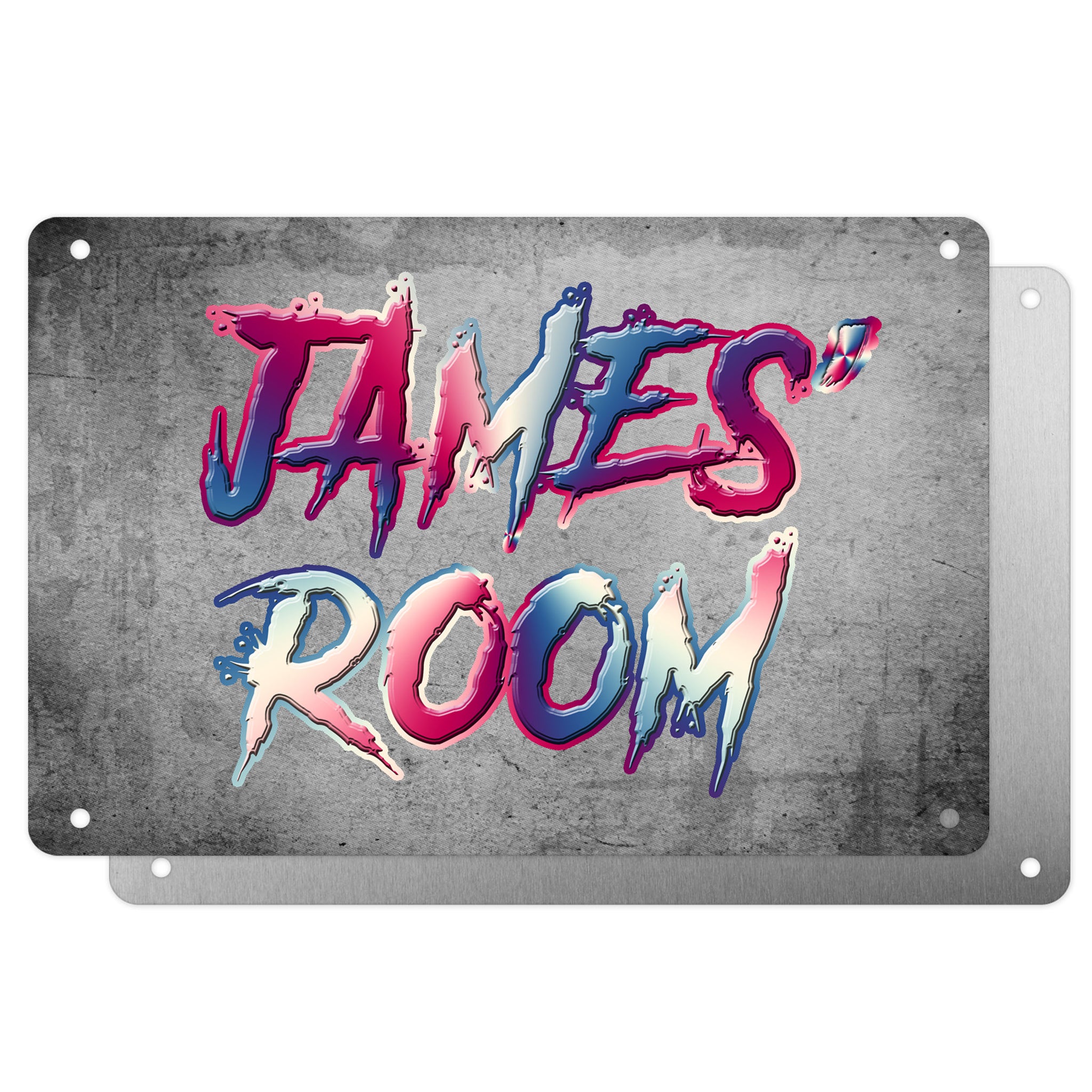 Boys Personalised Bedroom Name Plaque – Aluminium Metal Sign | Multicoloured Slash Font | Gift for Him