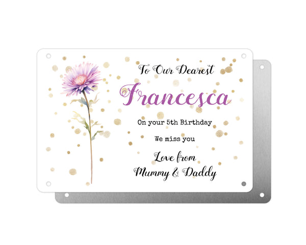 Personalised Graveside Plaque, Aluminium Bereavement Sheet, Metal Sign, Aster Remembrance Gift