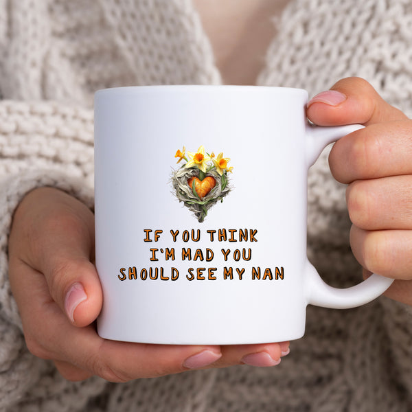 If You Think I'm Mad You Should See My Nan, Funny Offensive Fun Joke Gift, Personalised Mug