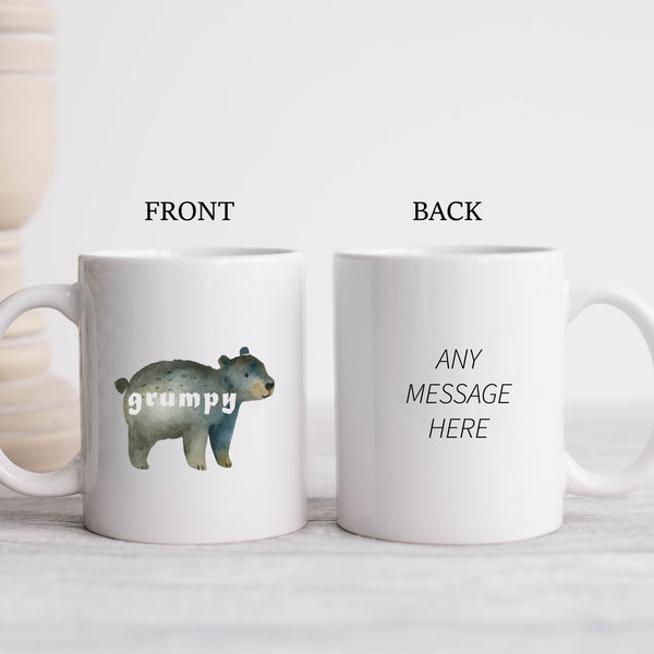 Grumpy, Funny Birthday Gift with Cute Bear Design, Personalised Mug