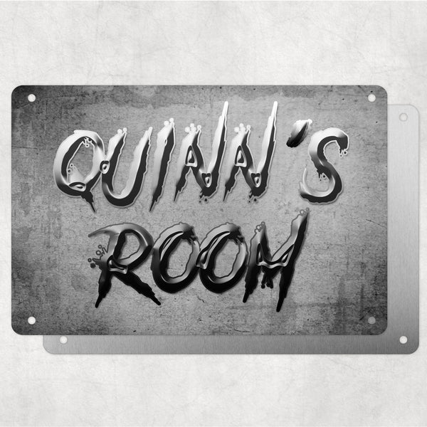 Boys Personalised Bedroom Name Plaque – Aluminium Metal Sign | Metal Slash Font | Gift for Him