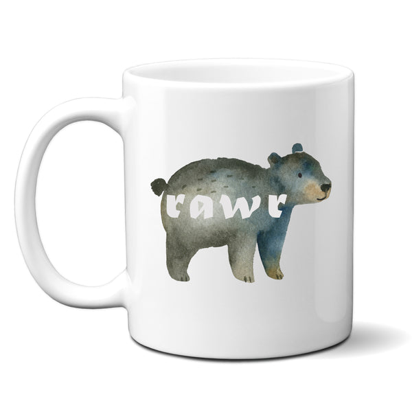 Rawr, Funny Birthday Gift with Cute Bear Roar Design, Personalised Mug