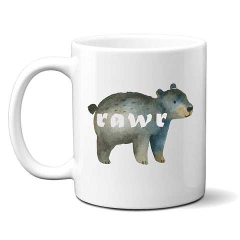 Rawr, Funny Birthday Gift with Cute Bear Roar Design, Personalised Mug