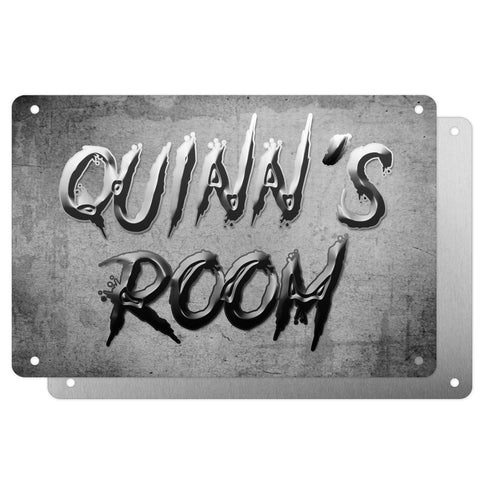Boys Personalised Bedroom Name Plaque – Aluminium Metal Sign | Metal Slash Font | Gift for Him