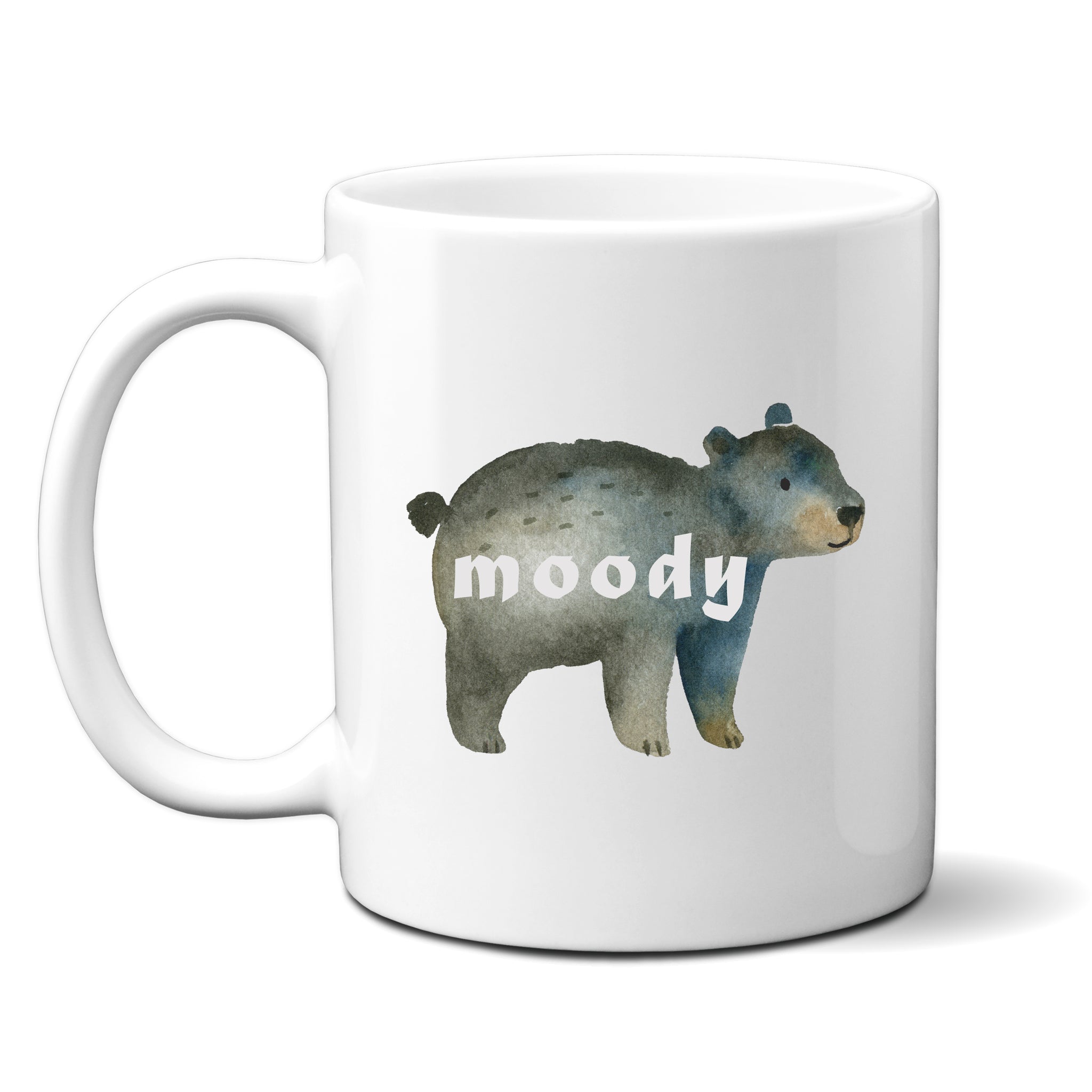 Moody, Funny Birthday Gift with Cute Bear Design, Personalised Mug