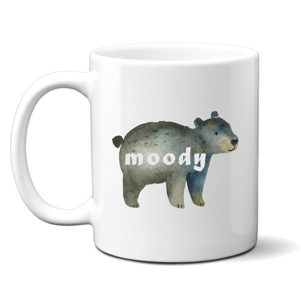 Moody, Funny Birthday Gift with Cute Bear Design, Personalised Mug