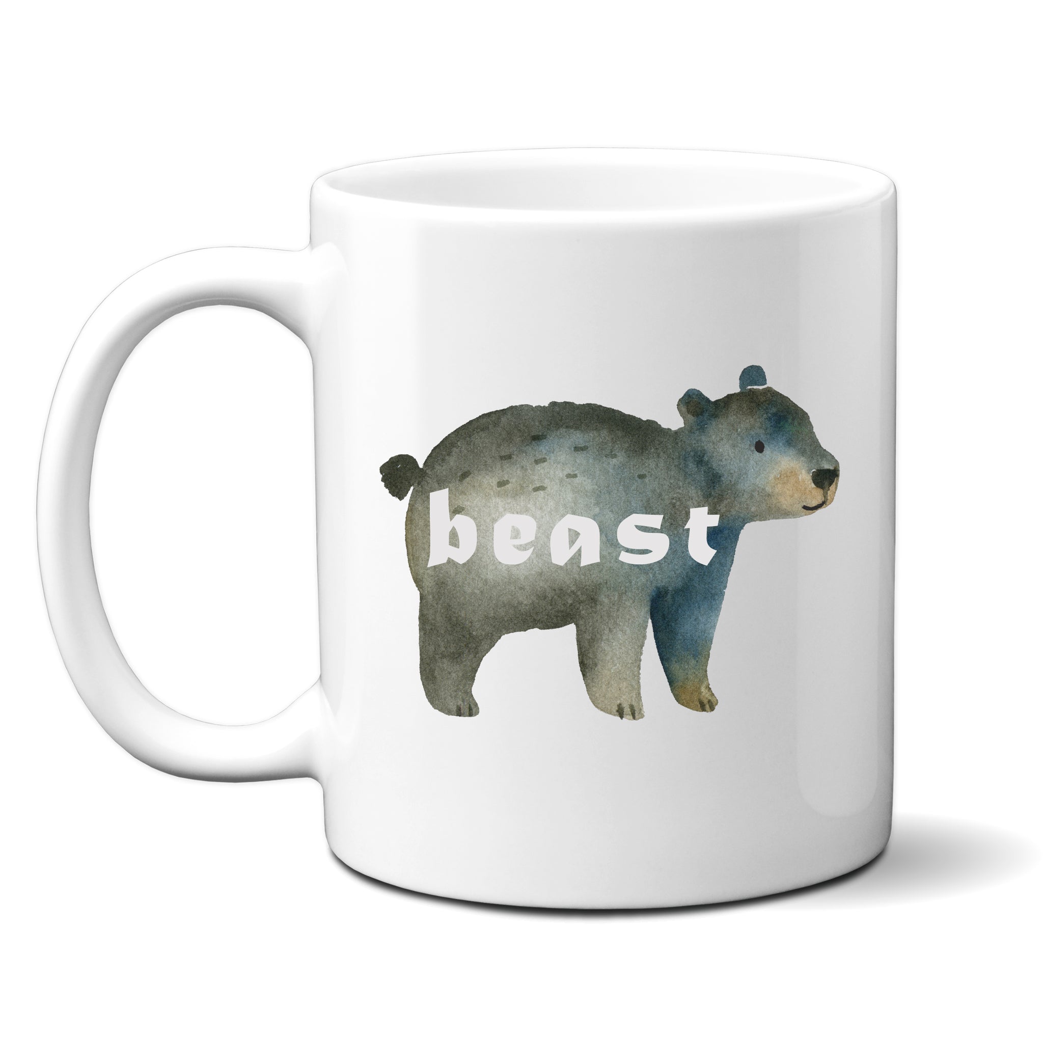 Beast, Funny Birthday Gift with Cute Bear Design, Personalised Mug