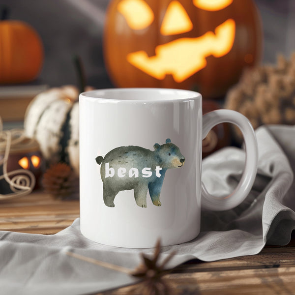 Beast, Funny Birthday Gift with Cute Bear Design, Personalised Mug