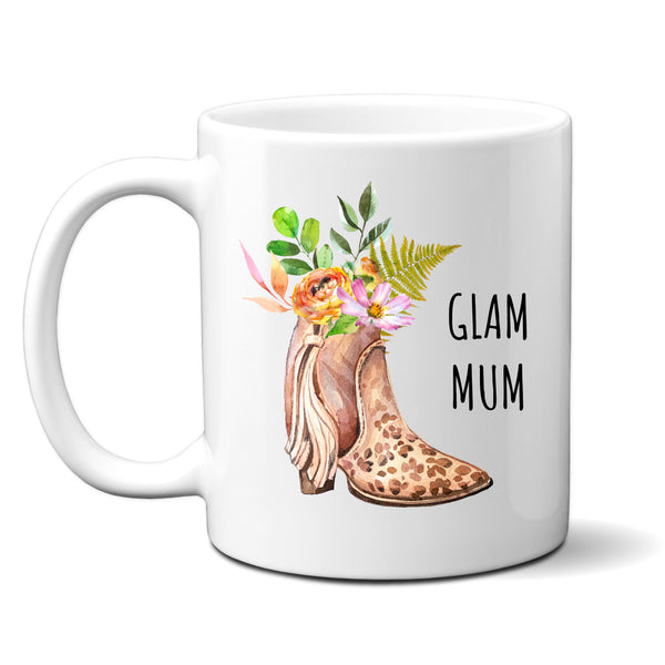 Glam Mum Leopard Print, Funky Mother's Day Gift, Sentimental Thank You Birthday Personalised Mug for Mum