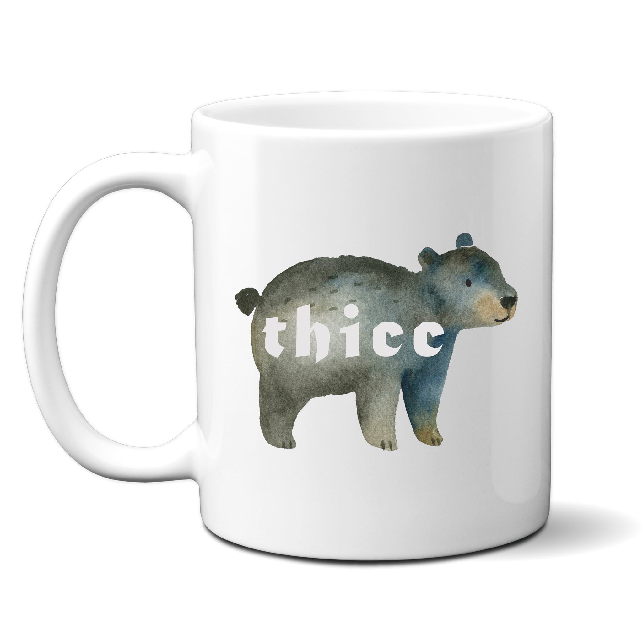 Thicc, Funny Birthday Gift with Cute Bear Design, Personalised Mug