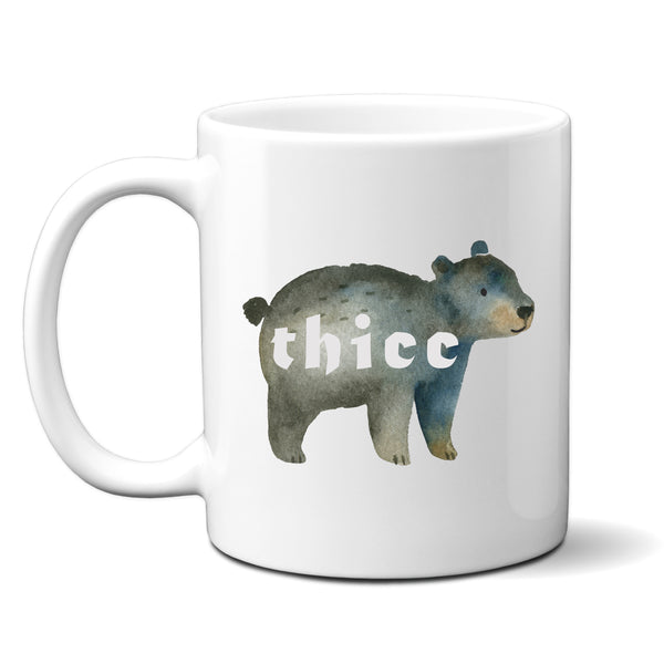 Thicc, Funny Birthday Gift with Cute Bear Design, Personalised Mug
