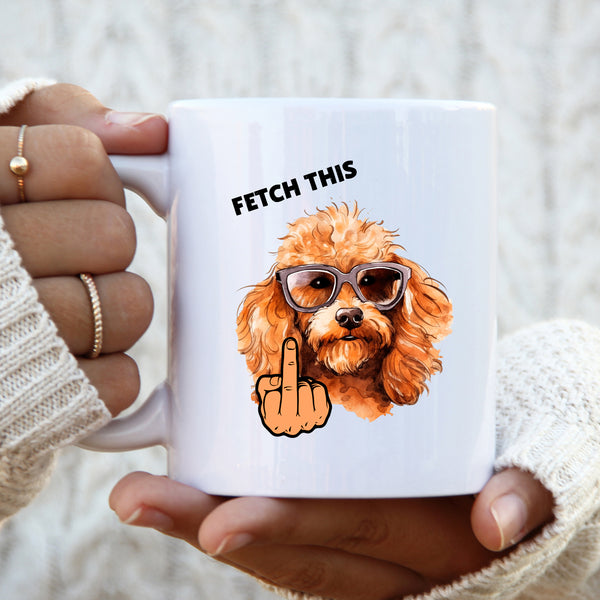 Fetch This, Middle Finger Angry Cockapoo, Funny Gift, Personalised Dog Mug