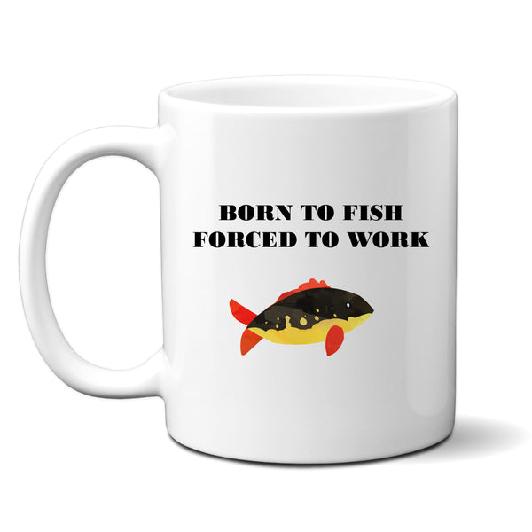 Born To Fish, Funny Fishing Gift for Dad, Grandad, Brother, Friend, Personalised Mug