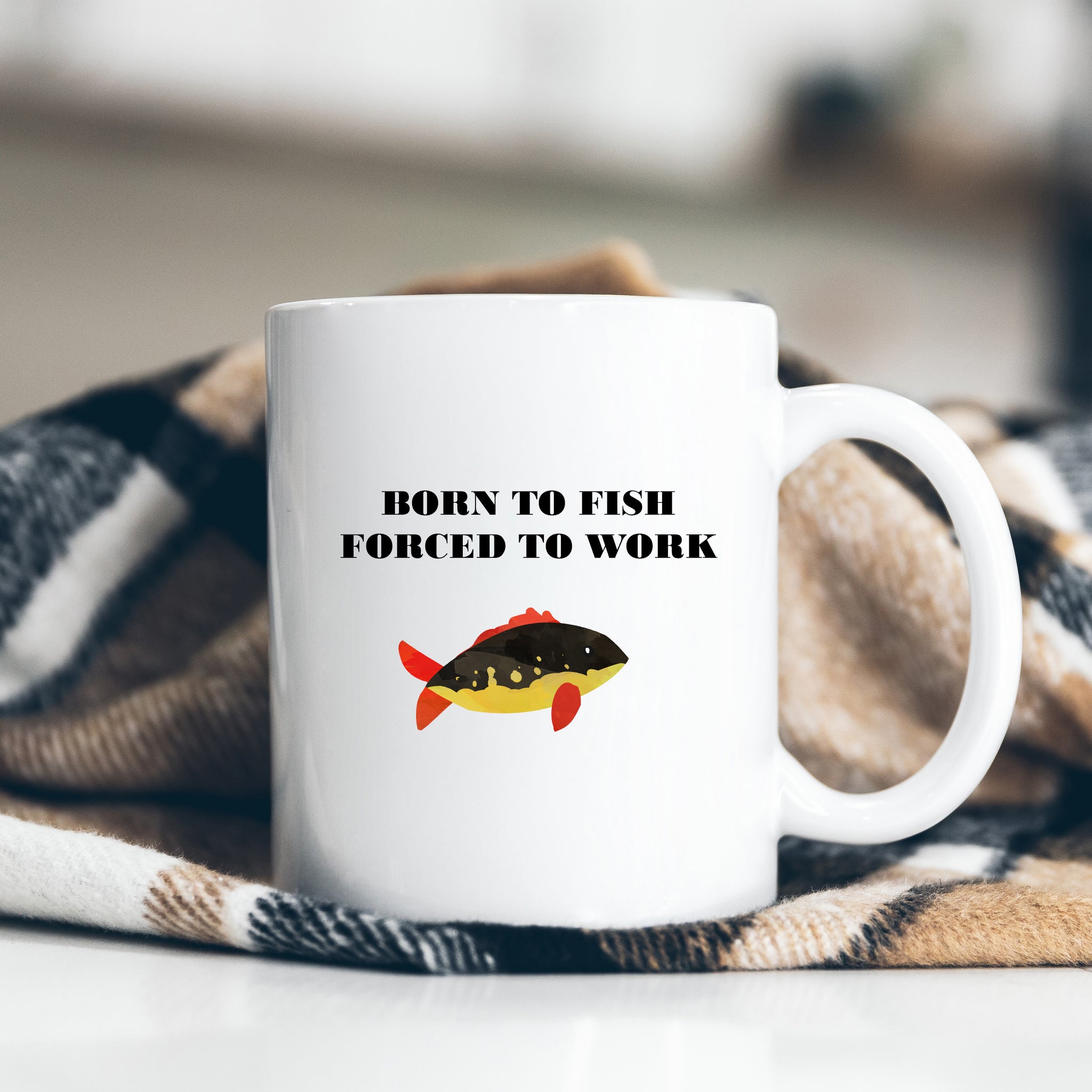 Born To Fish, Funny Fishing Gift for Dad, Grandad, Brother, Friend, Personalised Mug