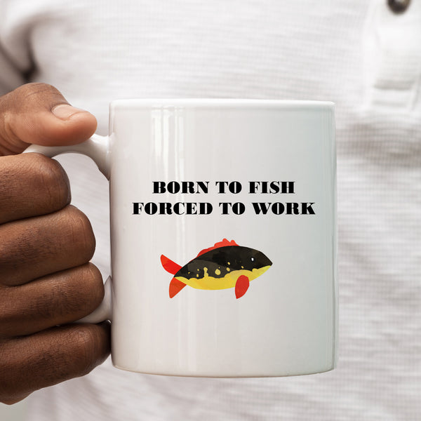 Born To Fish, Funny Fishing Gift for Dad, Grandad, Brother, Friend, Personalised Mug