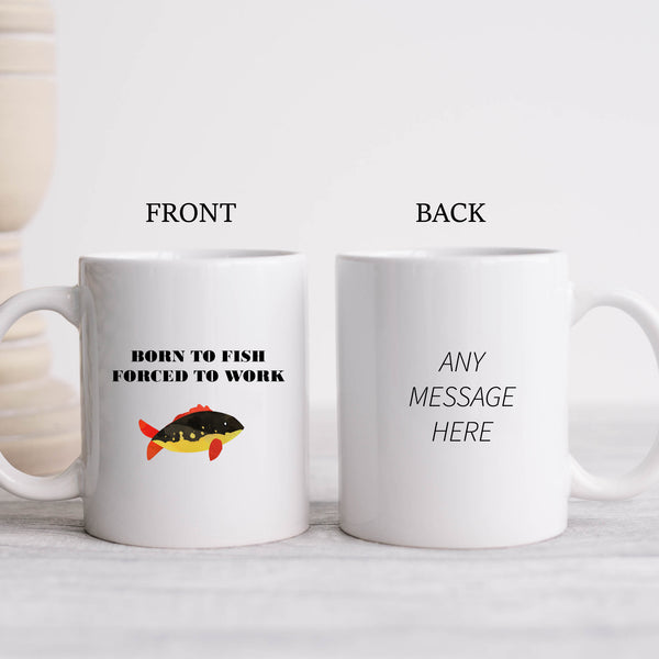 Born To Fish, Funny Fishing Gift for Dad, Grandad, Brother, Friend, Personalised Mug