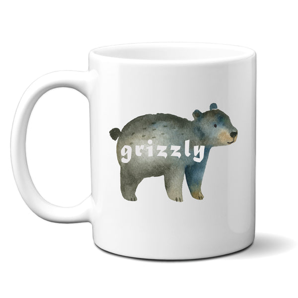 Grizzly, Funny Birthday Gift with Cute Bear Design, Personalised Mug