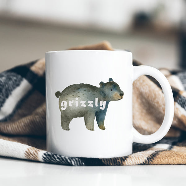 Grizzly, Funny Birthday Gift with Cute Bear Design, Personalised Mug