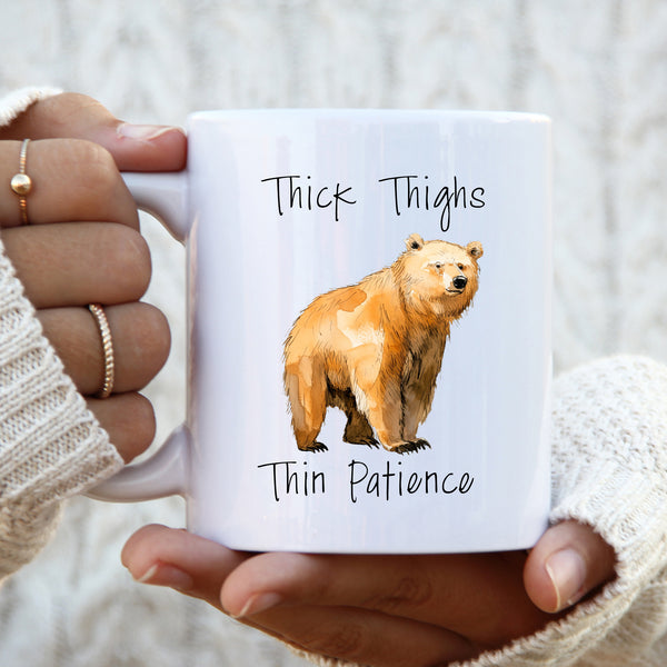 Thick Thighs Thin Patience, Funny Gift, Personalised Mug