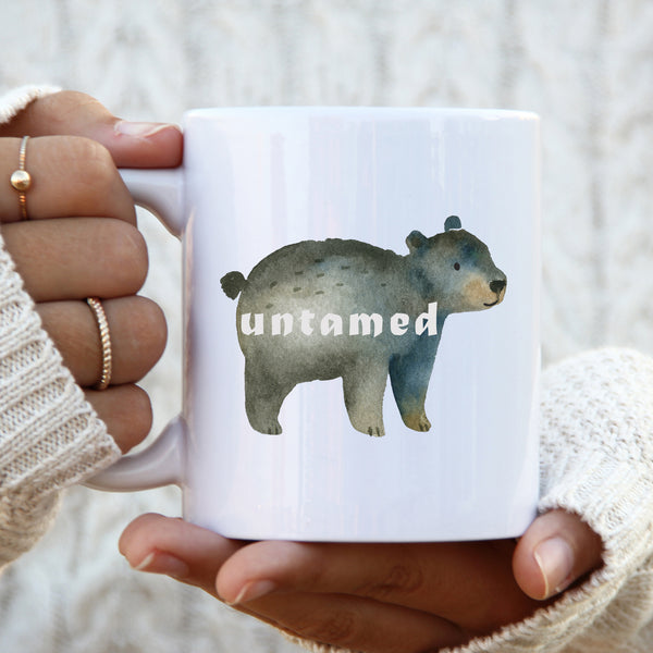 Untamed, Funny Birthday Gift with Cute Bear Design, Personalised Mug
