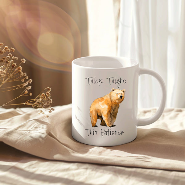 Thick Thighs Thin Patience, Funny Gift, Personalised Mug