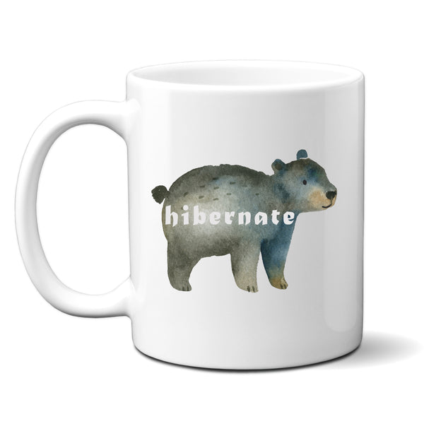 Hibernate, Funny Birthday Gift with Cute Bear Design, Personalised Mug